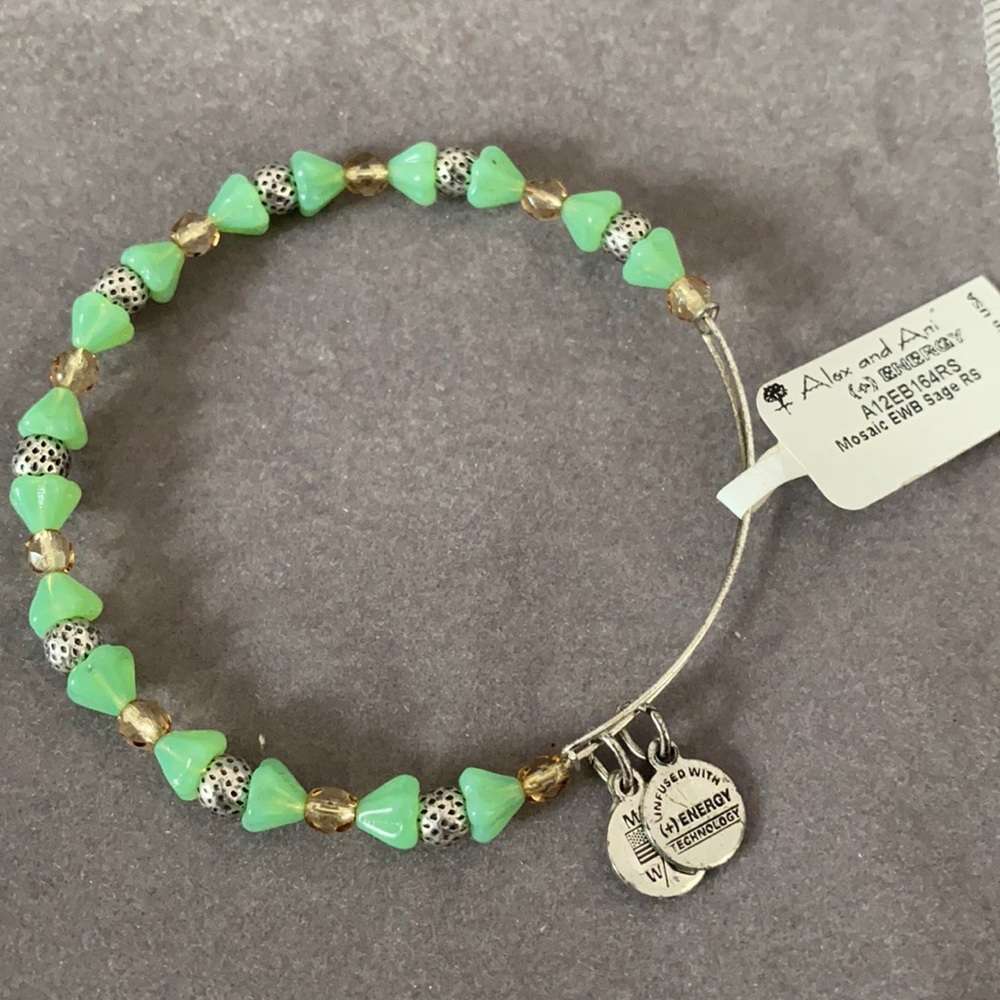 New Alex & Ani Mosaic Souk Sage Wrap Bangle Rare